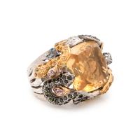 CITRINE, GEMSTONE AND DIAMOND RING