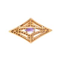 YELLOW GOLD, DIAMOND, AND AMETHYST BROOCH