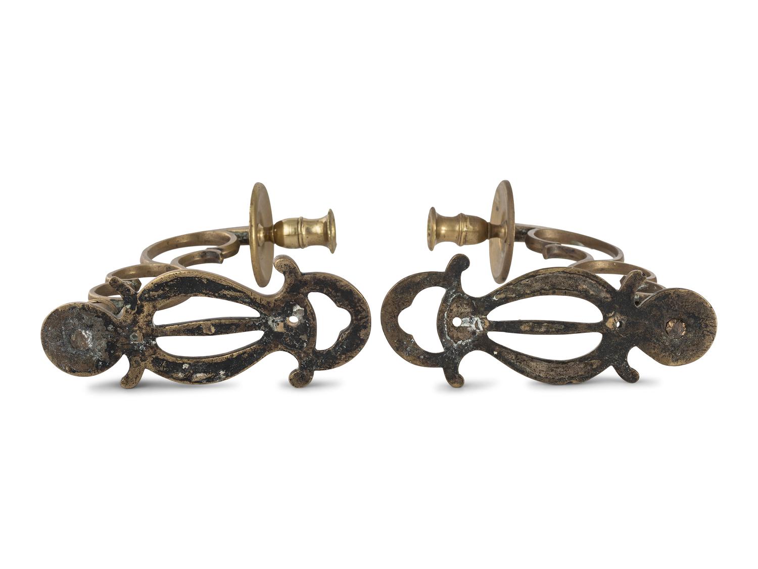 A Pair of American Cast-Brass Single-Light Wall Sconces
