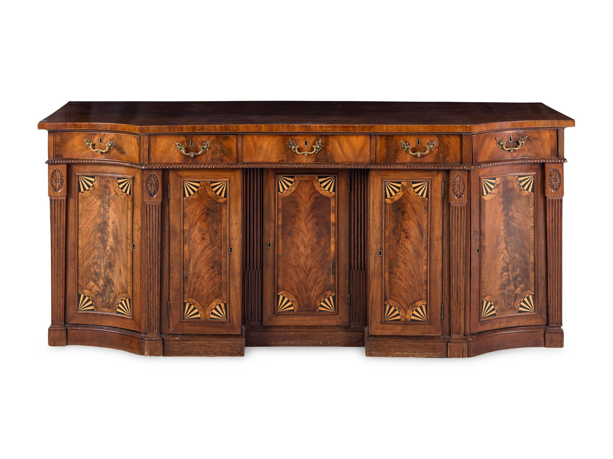 A Regency Mahogany Sideboard with Part-Ebonized Inlay