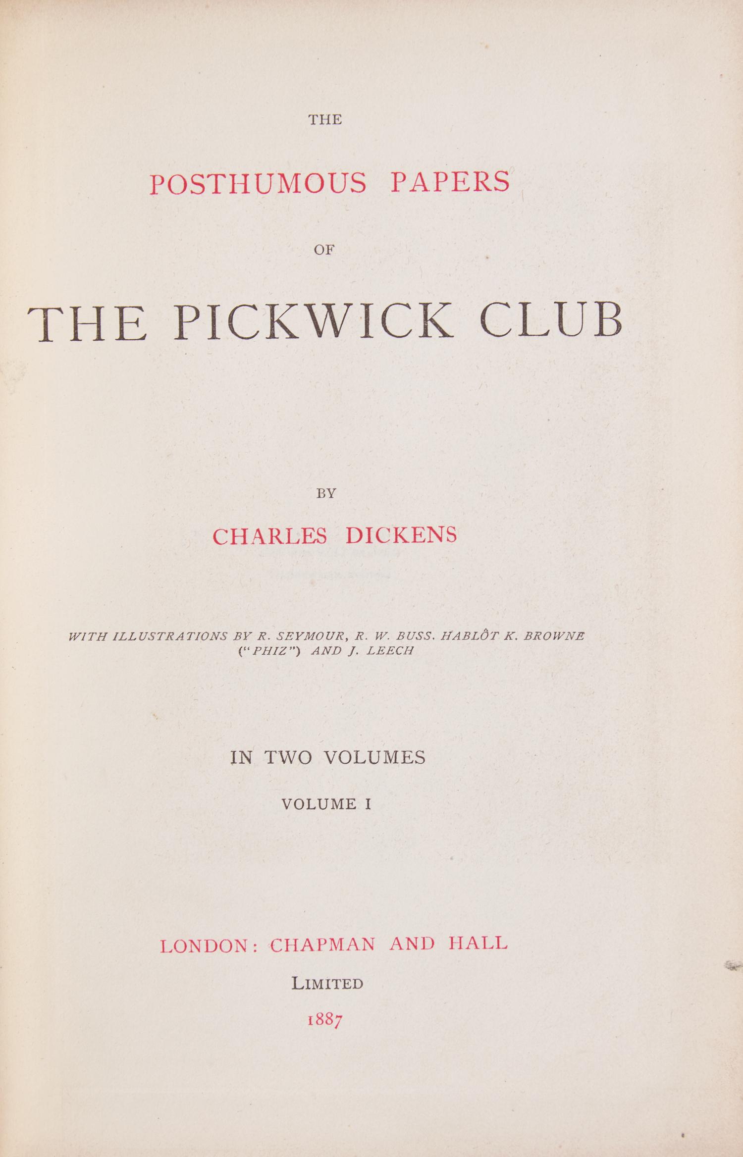 [Literature] Dickens, Charles. The Posthumous Papers of the Pickwick Club