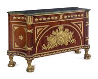 A Louis XVI Style Gilt Metal Mounted Mahogany Commode à Vantaux After the Model by Guillaume Benneman