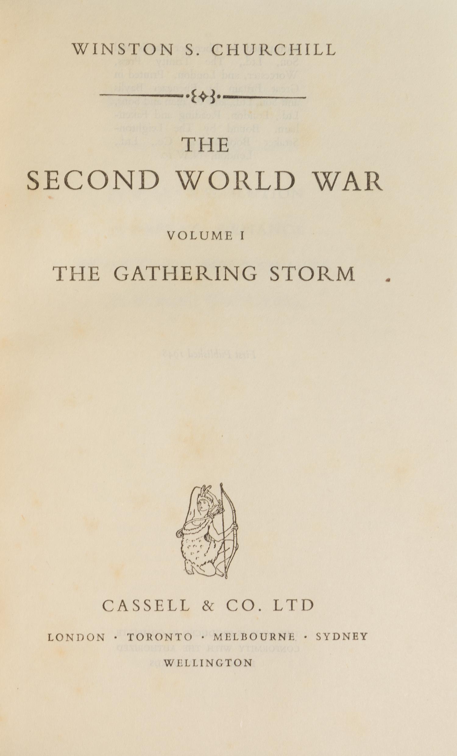 CHURCHILL, WINSTON. The Second World War. London, 1948-1954. Signed [with] A History of the English-Speaking Peoples. L, 1956-58. [10vs