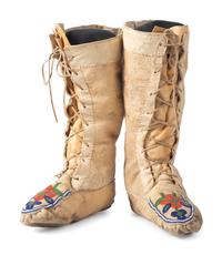 Cree Beaded Hide Boot Moccasins