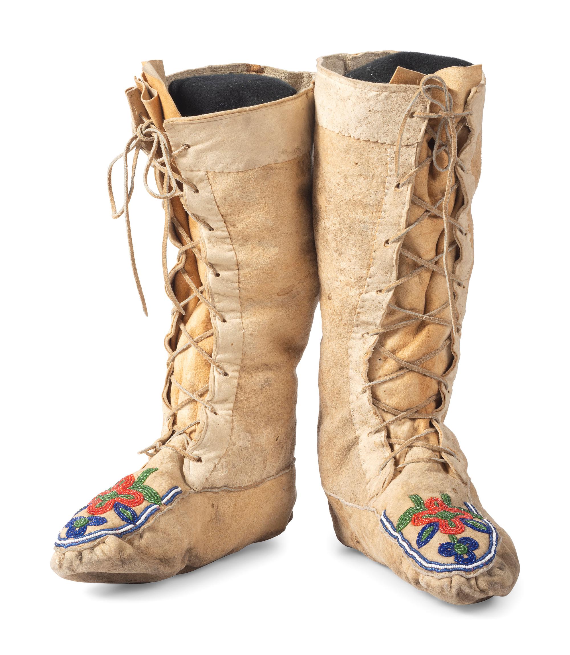Cree Beaded Hide Boot Moccasins