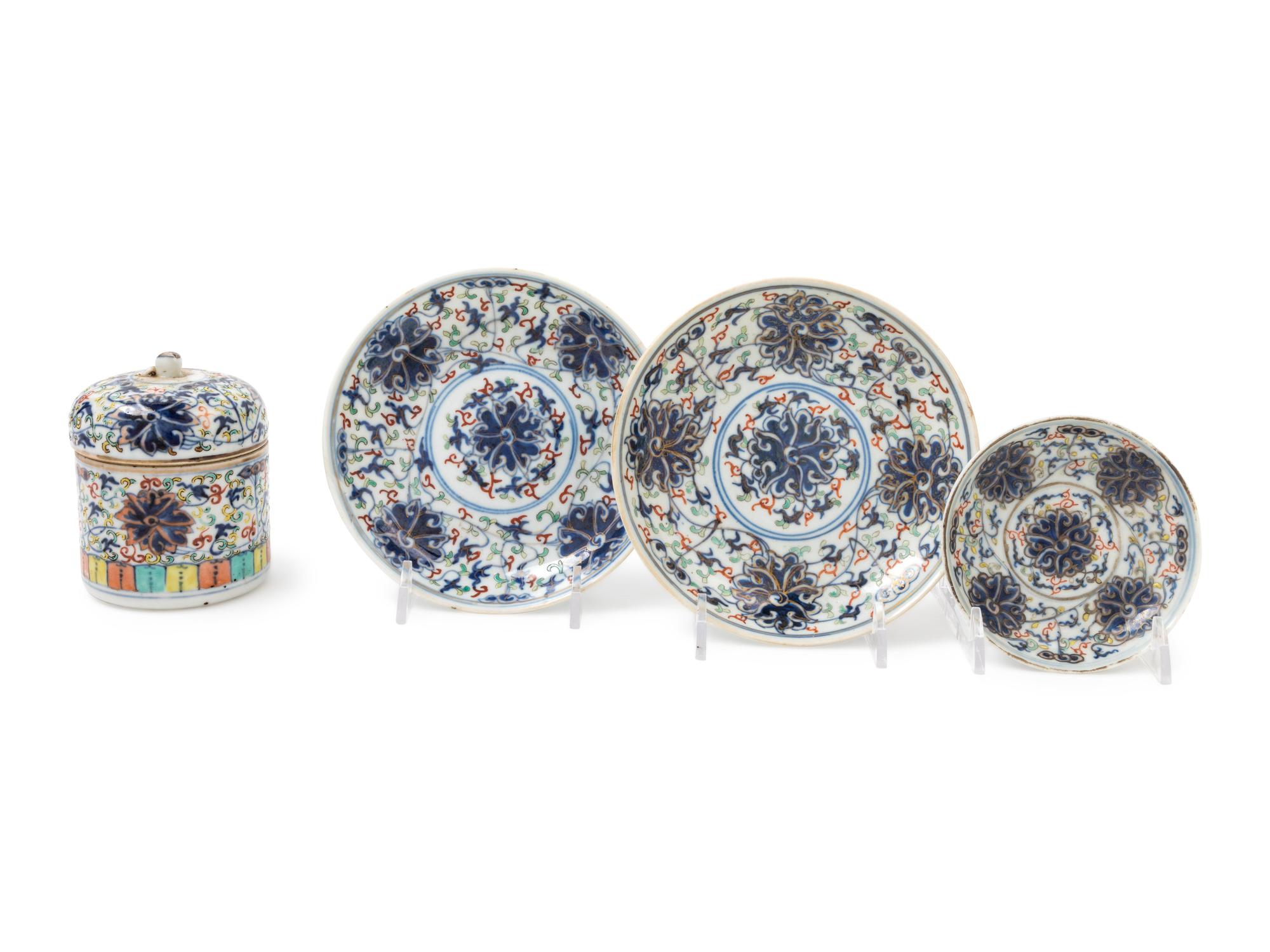 Four Chinese Doucai Porcelain Articles