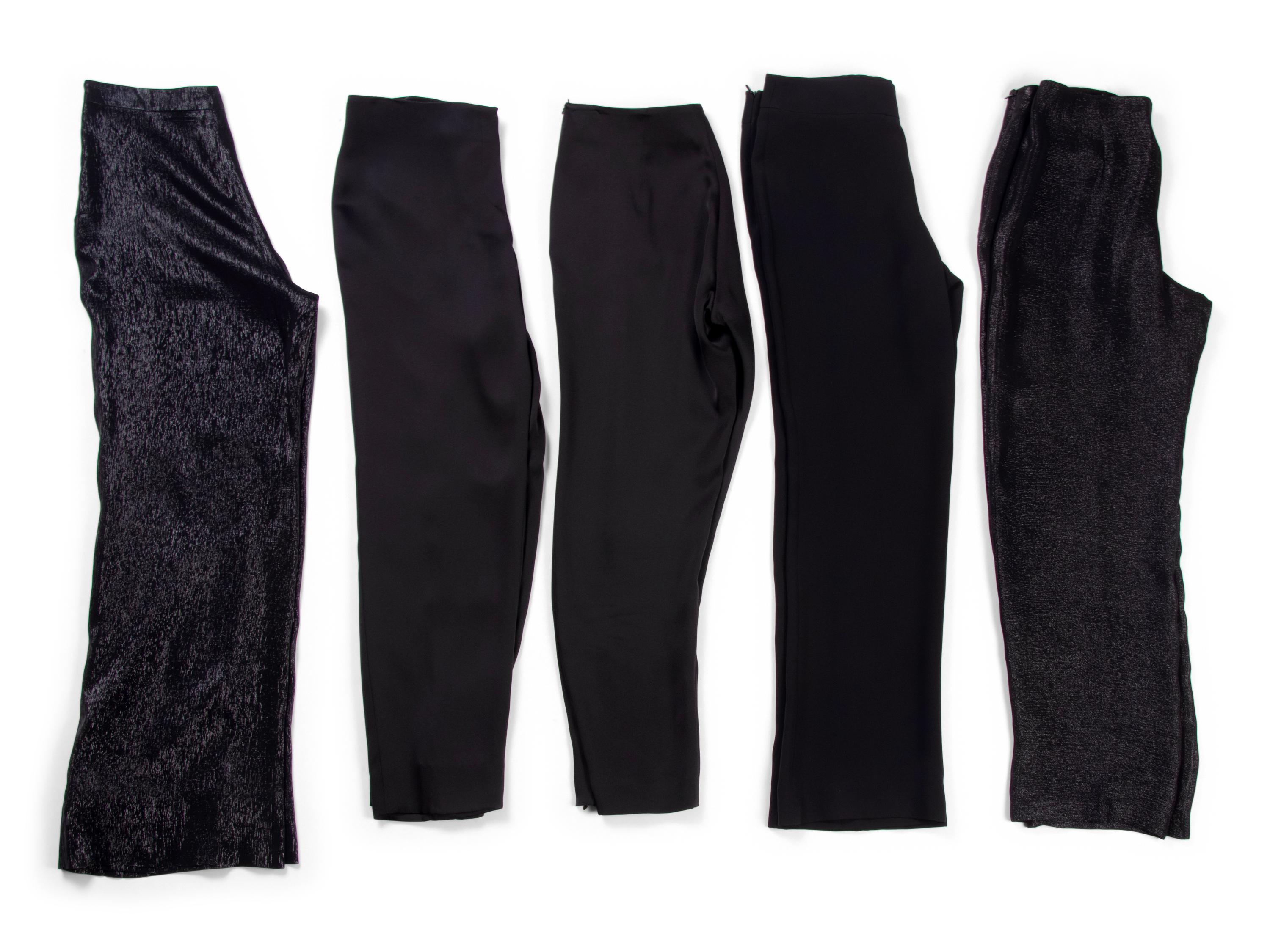 Nine Pairs of Designer Pants: Three Ralph Rucci, One Oscar de la Renta, One Carolina Herrera, and Four Giorgio Armani