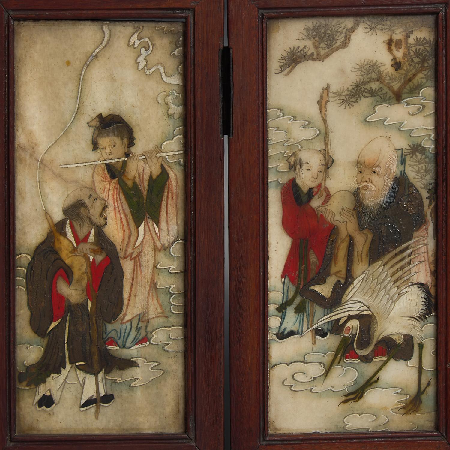 A Chinese Polychromed Marble Inset Wood Eight-Fold Table Screen, Qing Dynasty, 19th Century 清中晚期 五色大理石嵌八開屏風