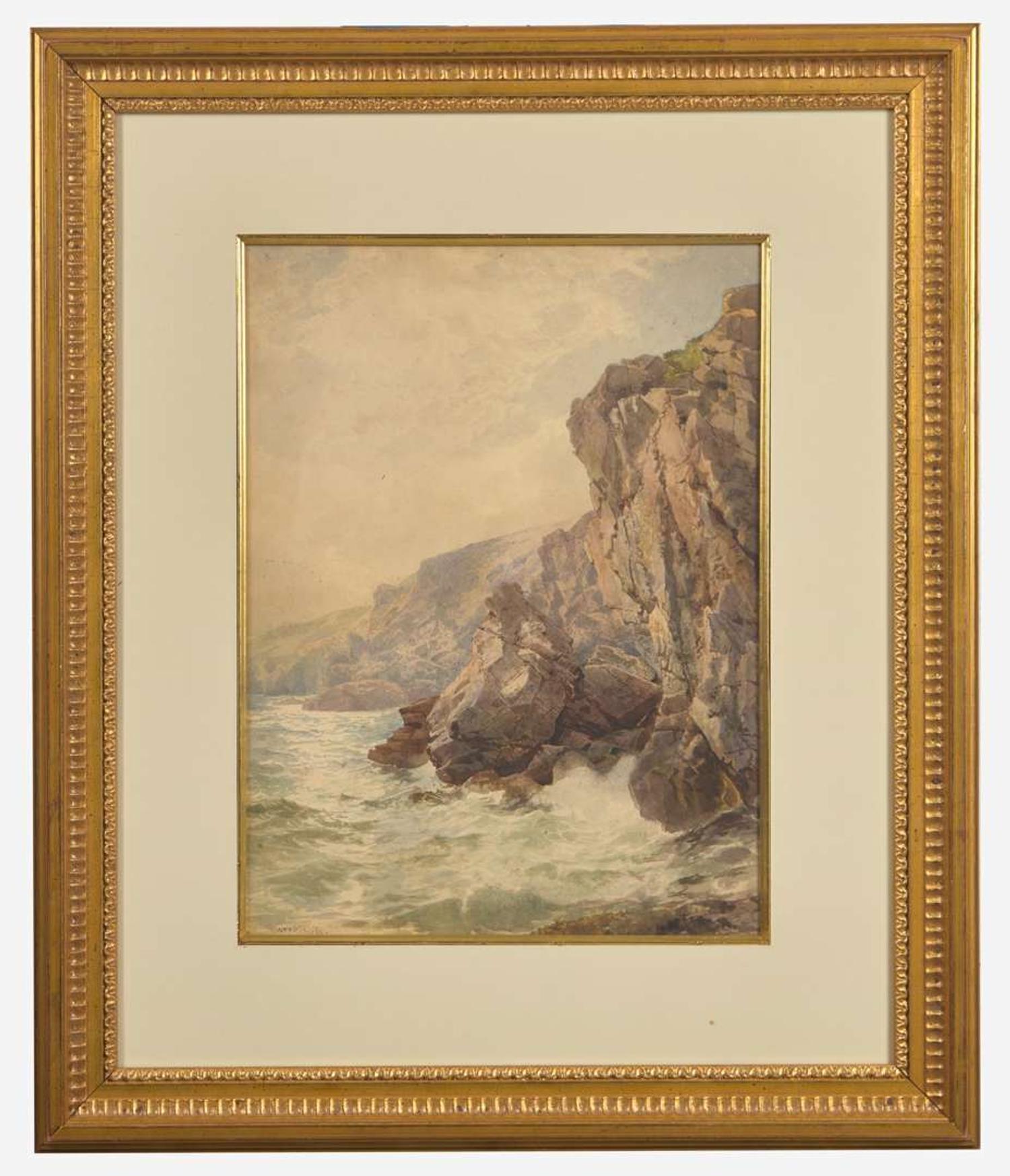 William Trost Richards (American, 1833-1905) - Surf Hitting the Coast