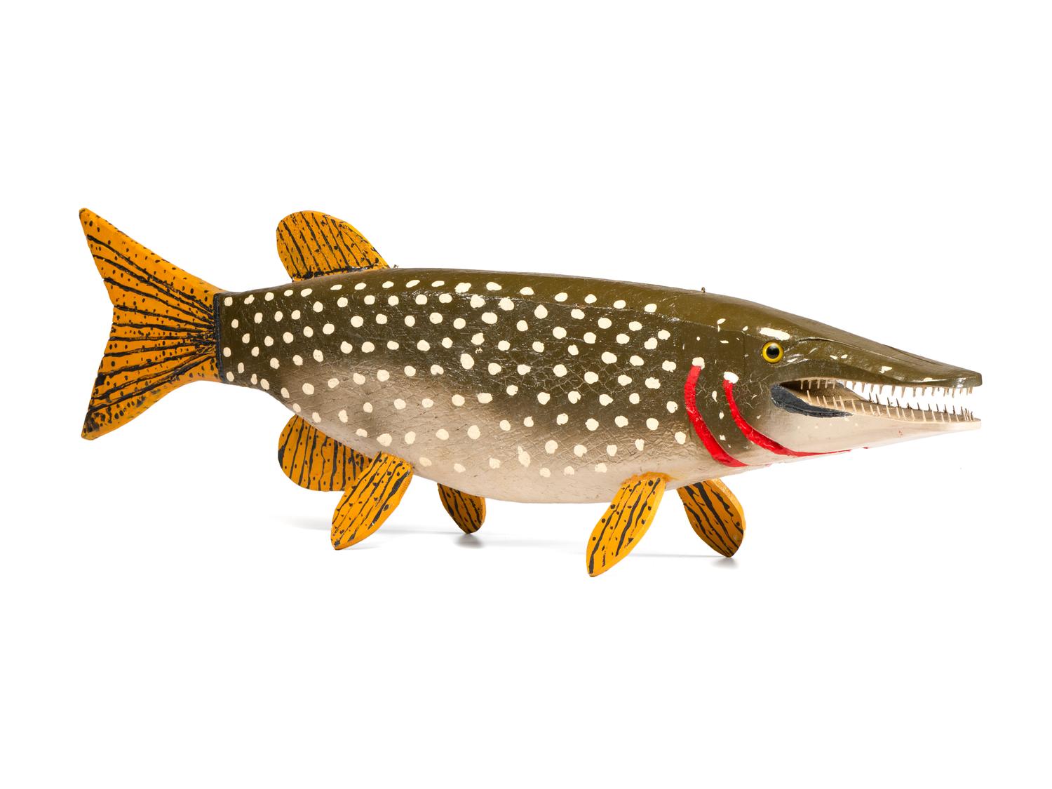 A Carved and Painted Folk Art Pike Fish