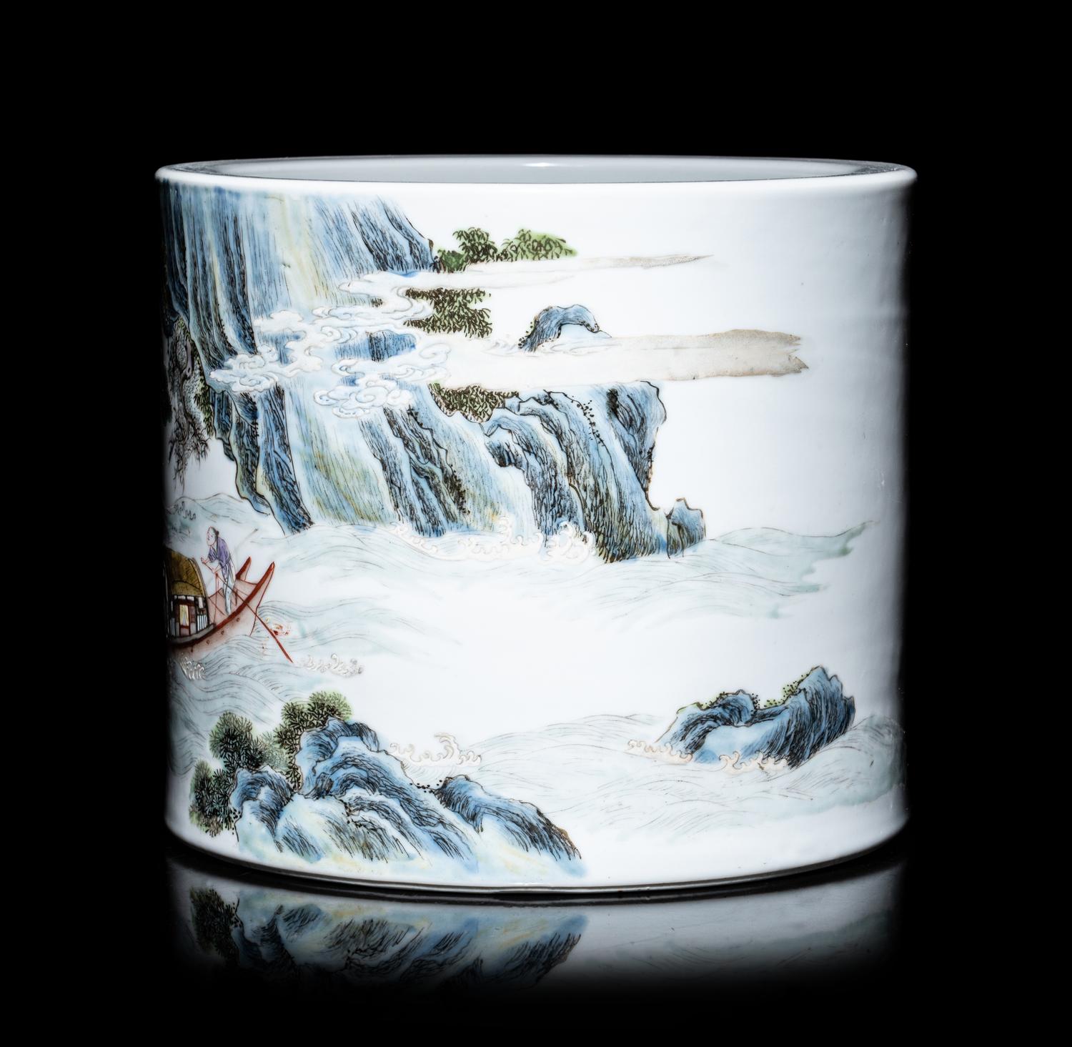 A Famille Rose Porcelain Brushpot, Bitong