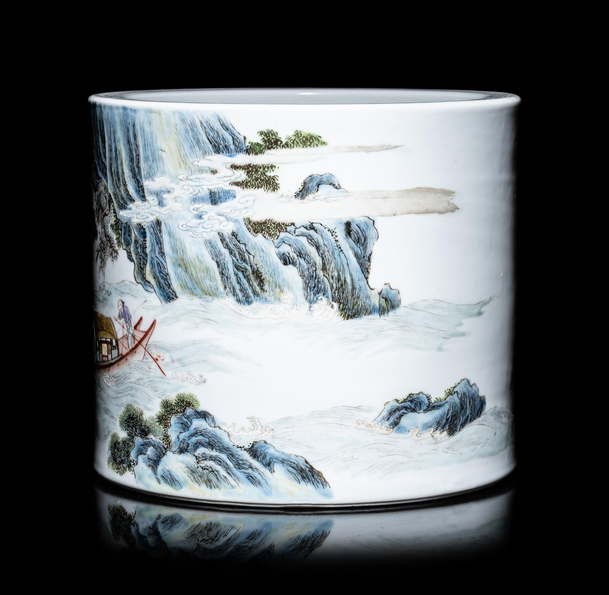 A Famille Rose Porcelain Brushpot, Bitong