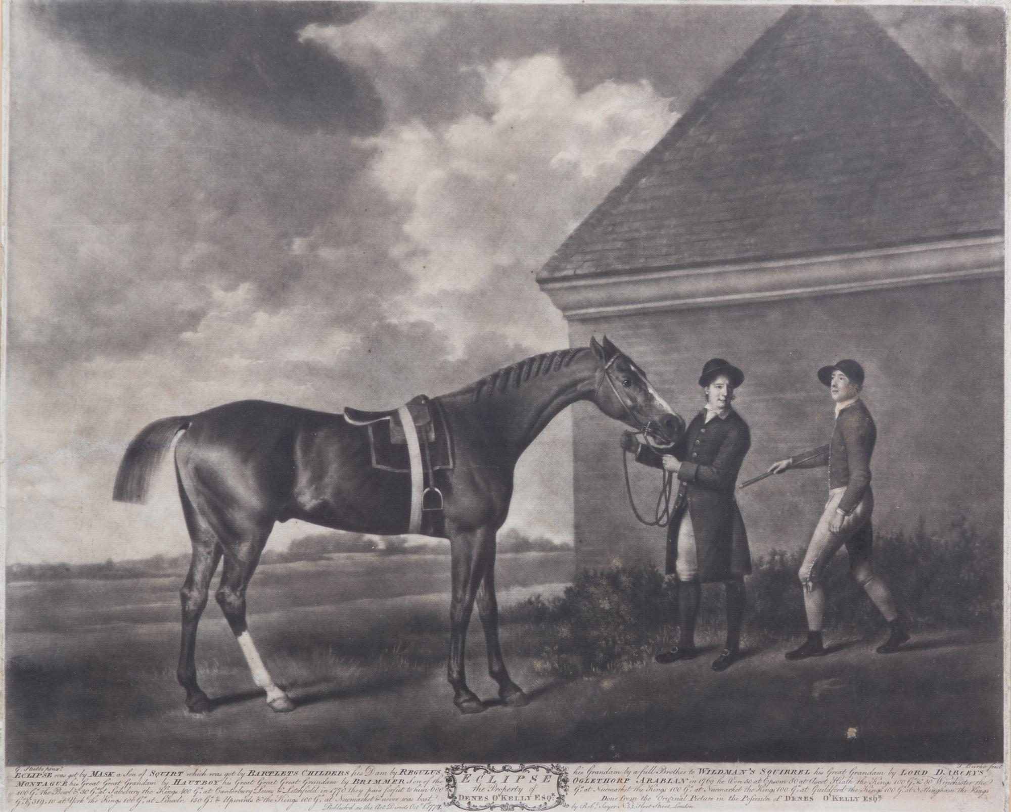 George STUBBS, after - Thomas BURKE, engraver Image 18 1/4 x 22 inches. — Eclipse - Property of Denes O'Kelly Esq.