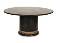 An Italian Marble Veneered Circular Dining Table and Six Dining Chairs