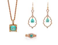 A Collection of Rose Gold, Tourmaline and Diamond Jewelry,