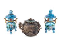Three Chinese Enameled on Silver Scholar's Objects