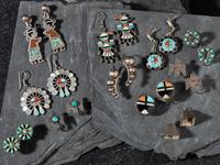 Assortment of Zuni, Navajo, and Mexican Earrings