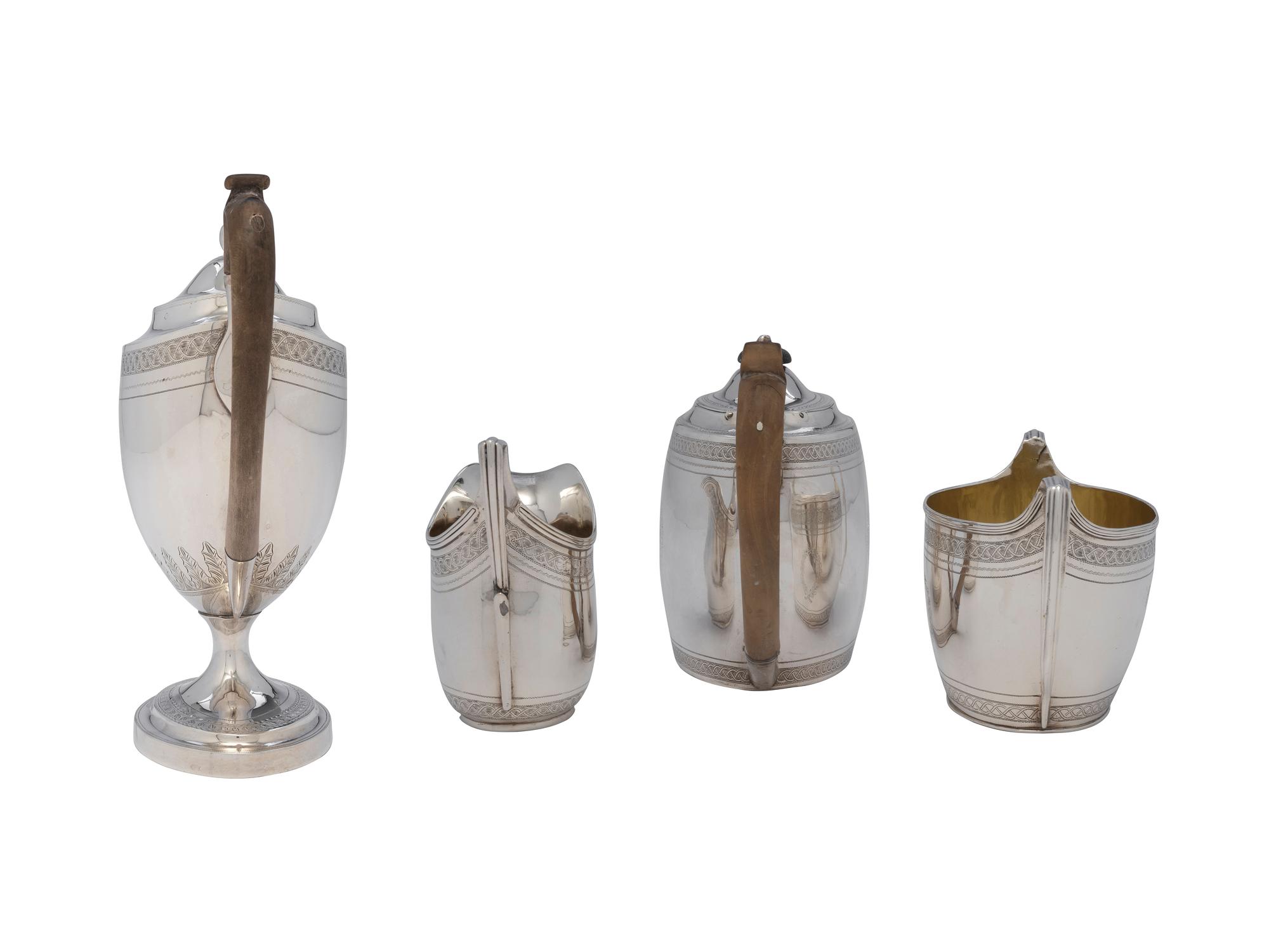 A George III Silver Assembled Four-Piece Tea and Coffee Service