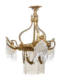 A Continental Gilt Bronze and Glass Three-Light Chandelier