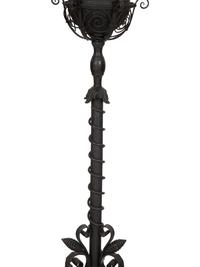 A Painted Wrought Iron Torchère Mounted as a Floor Lamp