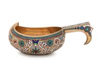 A Russian Silver-Gilt and Enameled Kovsh Retailed by Tiffany & Co .