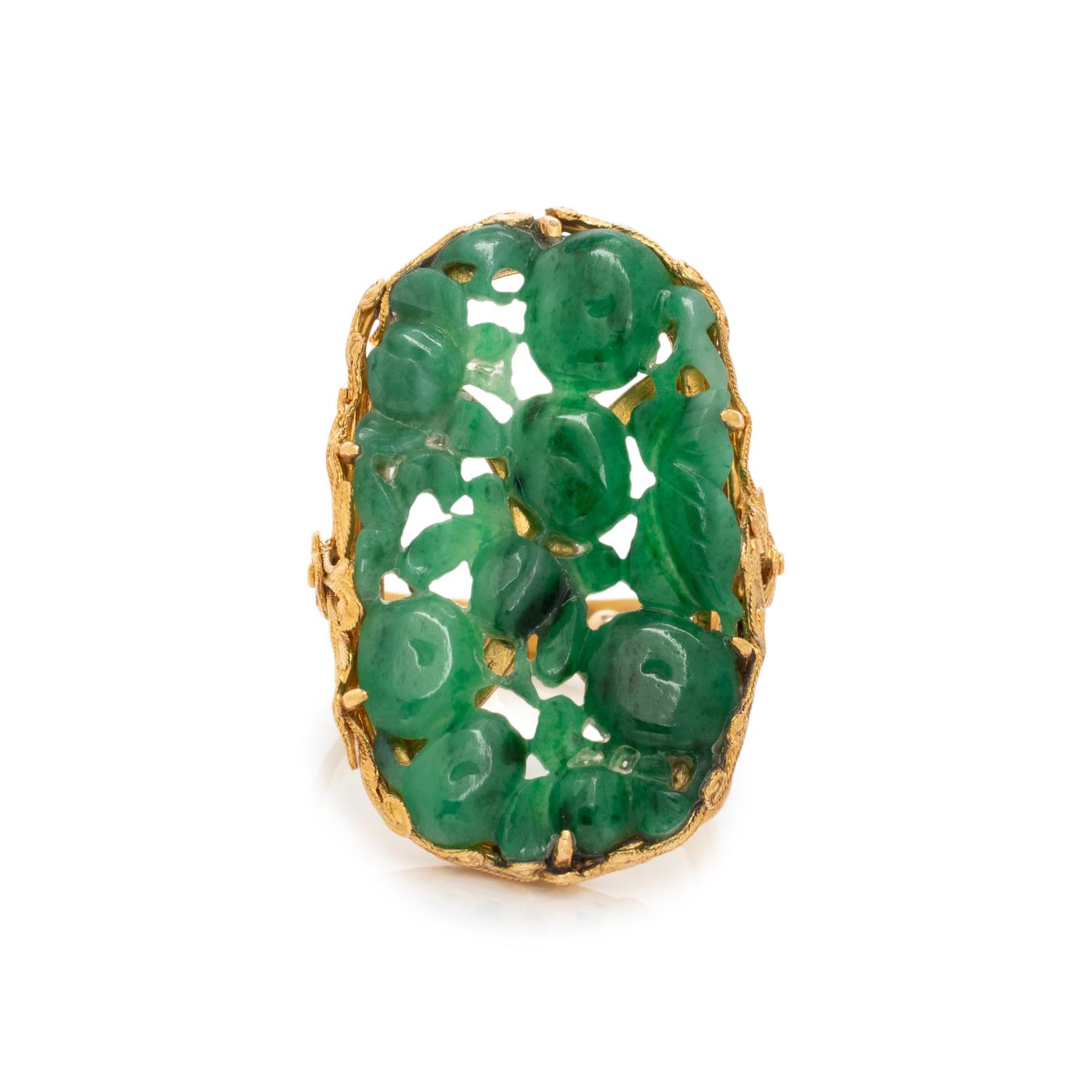 HIGH KARAT YELLOW GOLD AND JADE RING