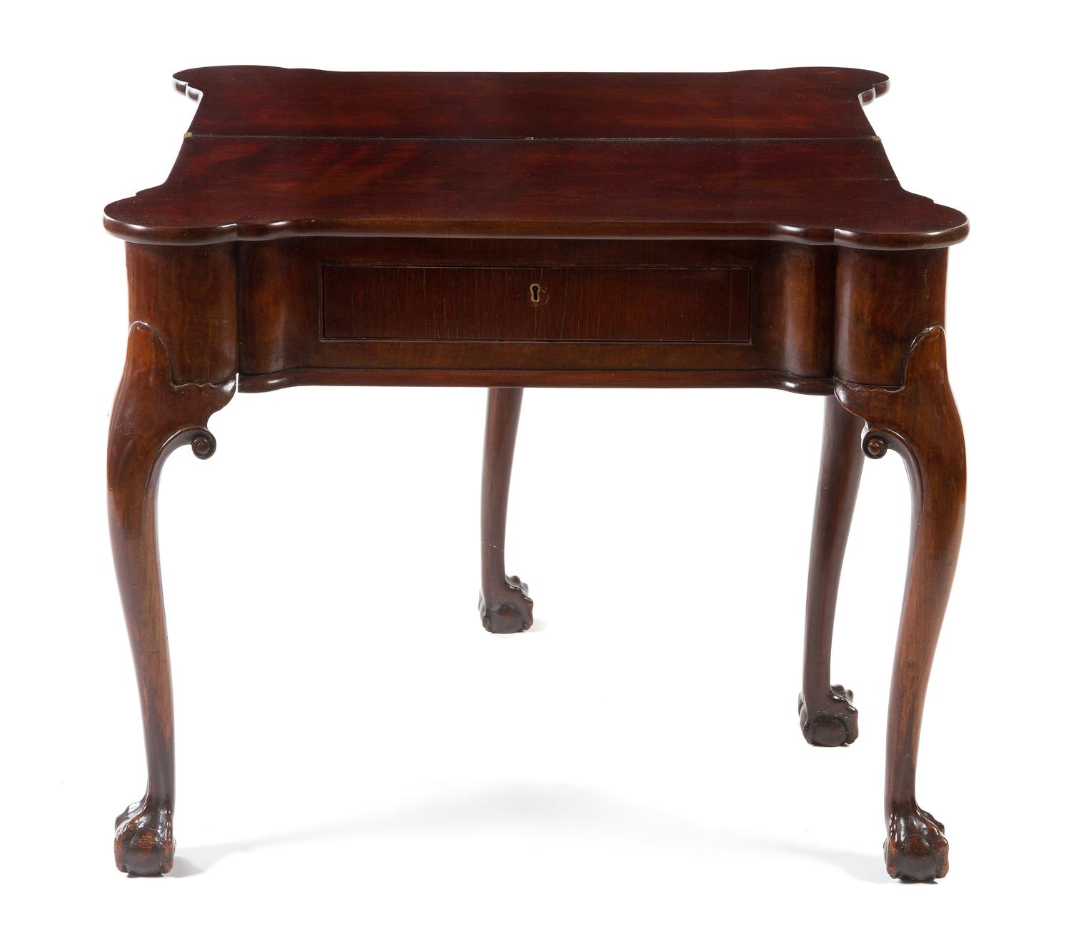 A George II Mahogany Folding Game Table Height 28 3/4 x width 35 x depth 17 inches.