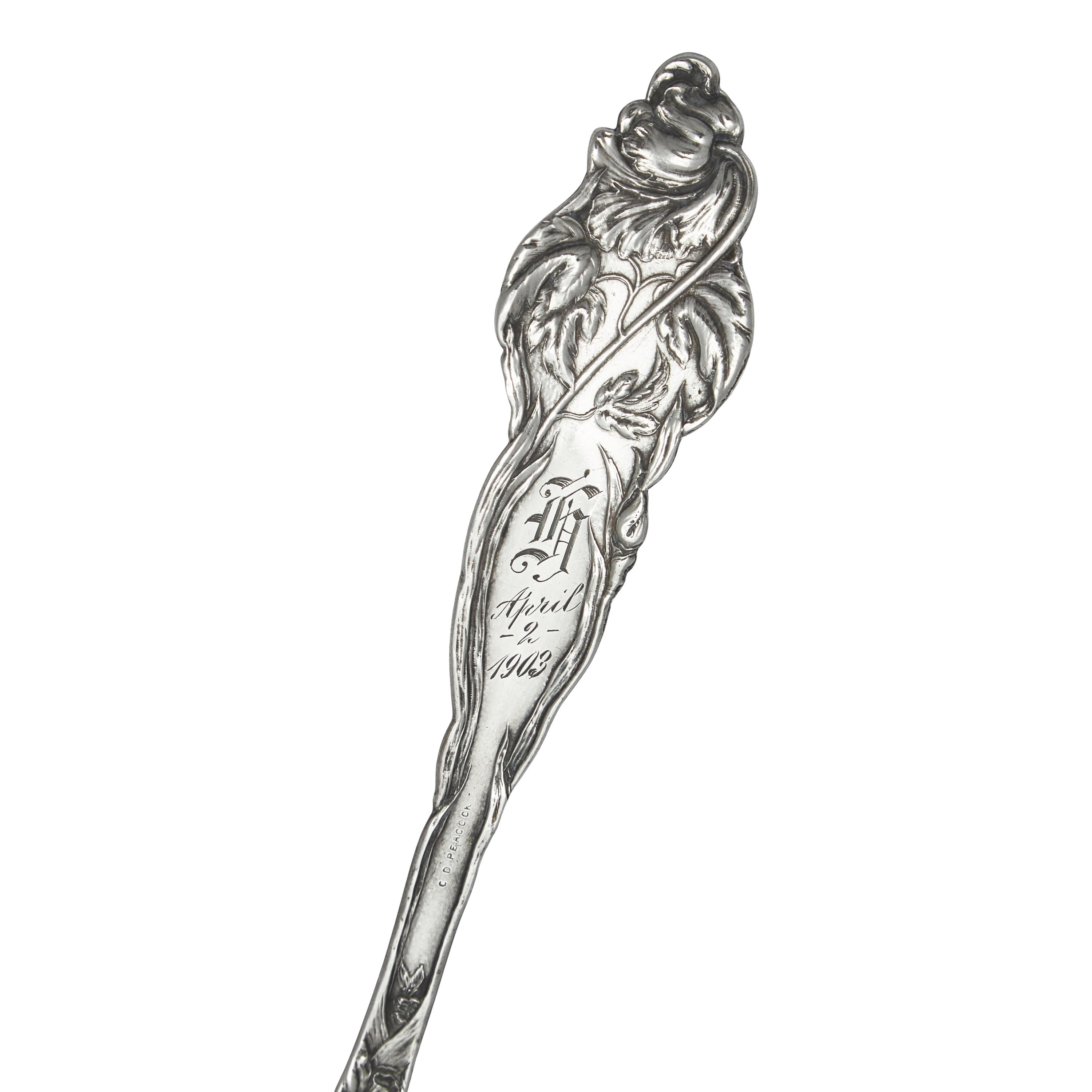 Three Aesthetic Movement and Art Nouveau Sterling Silver Spoons