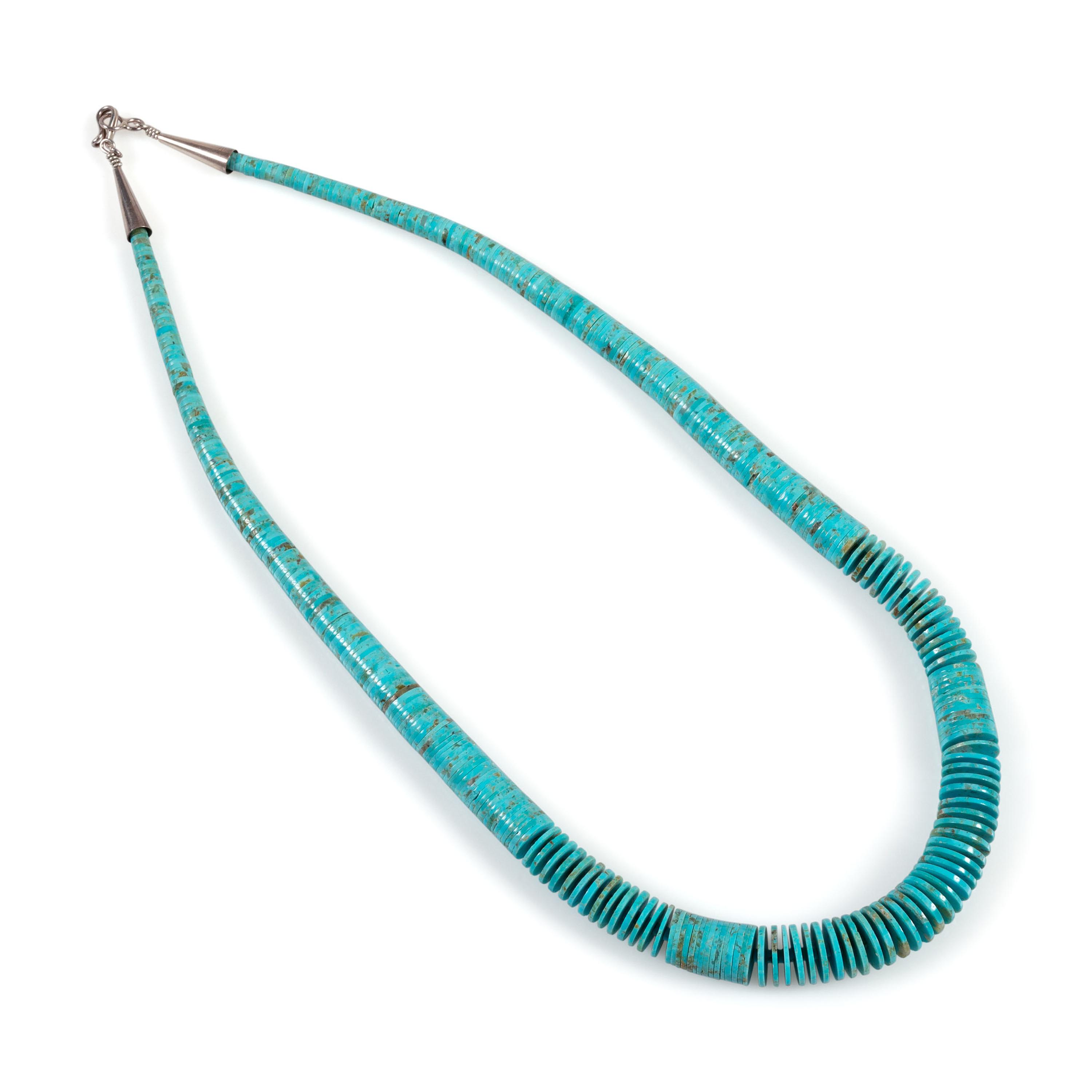 Single-Strand Graduated Rolled Turquoise Necklace