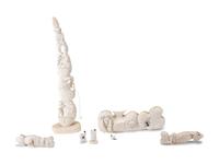 Carved Walrus Ivory Sculptures, with Baleen Inlay