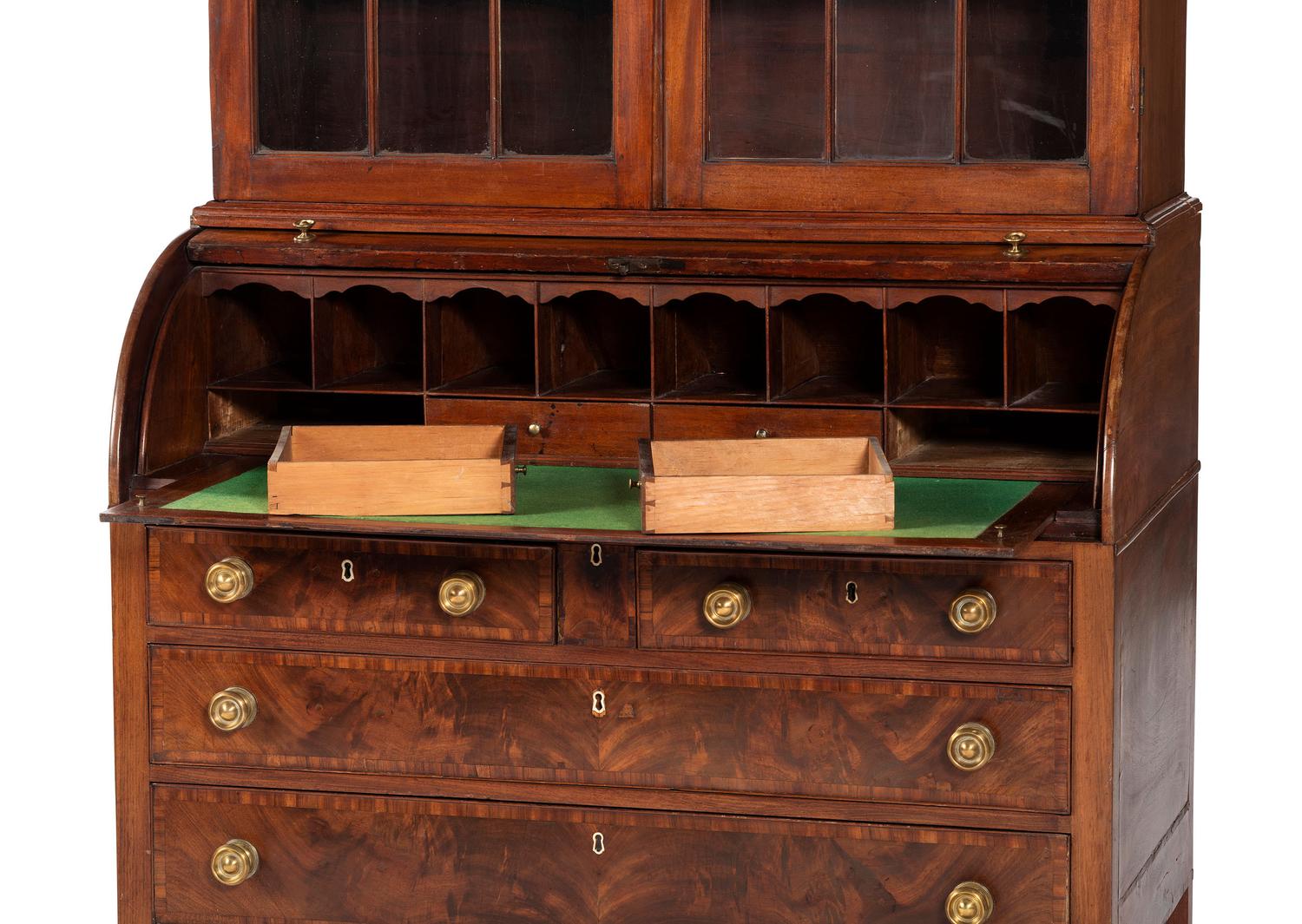 A Classical Mahogany Desk and Bookcase