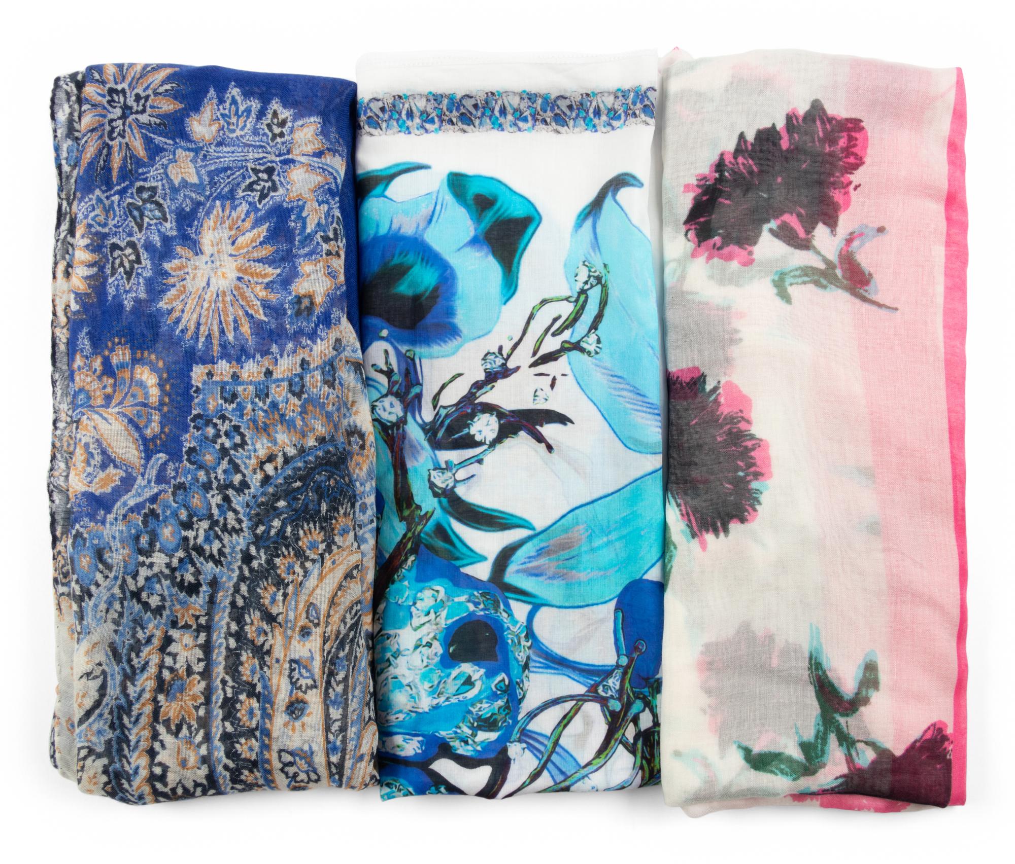 Three Scarves: Oscar de la Renta, Roberto Cavalli, Etro