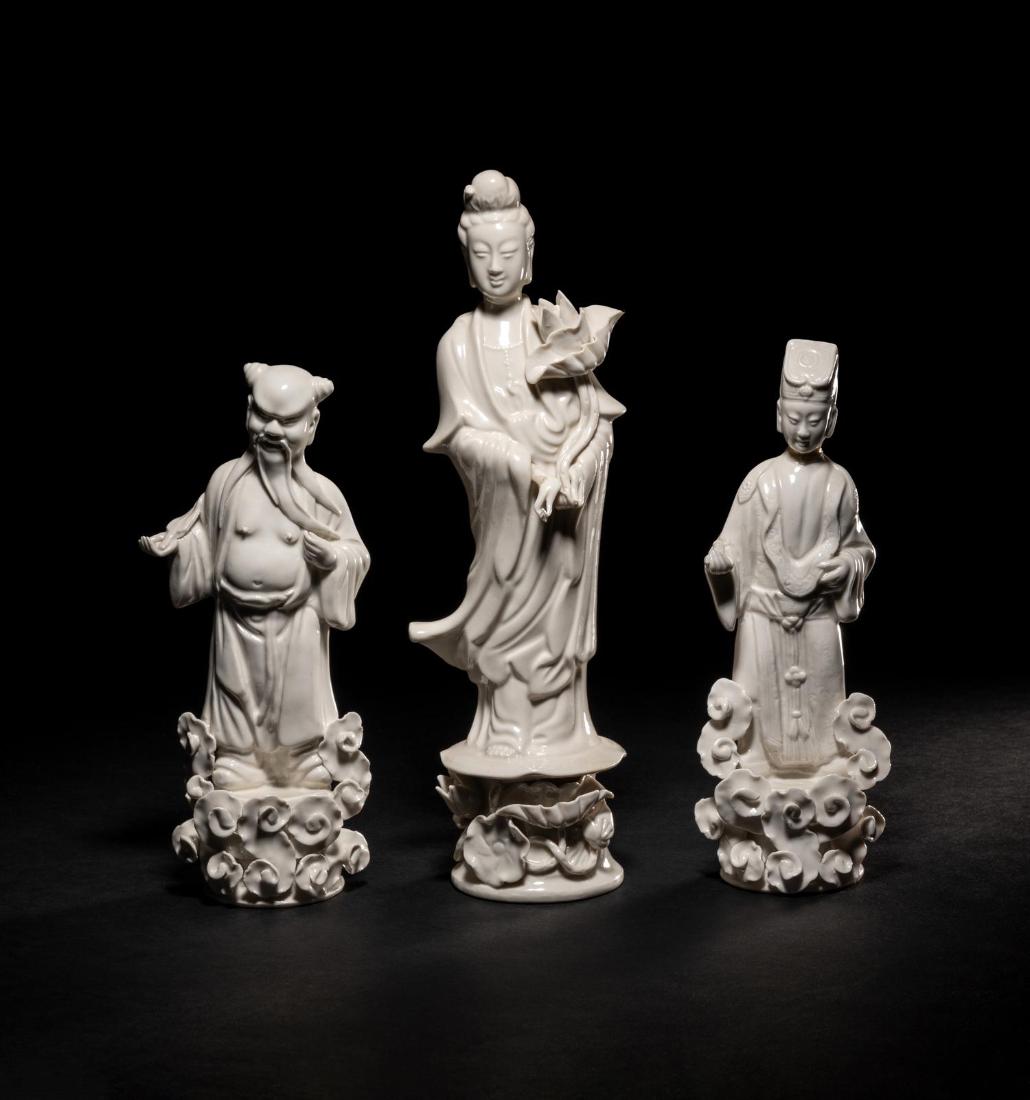 Three Blanc-de-Chine Porcelain Figures