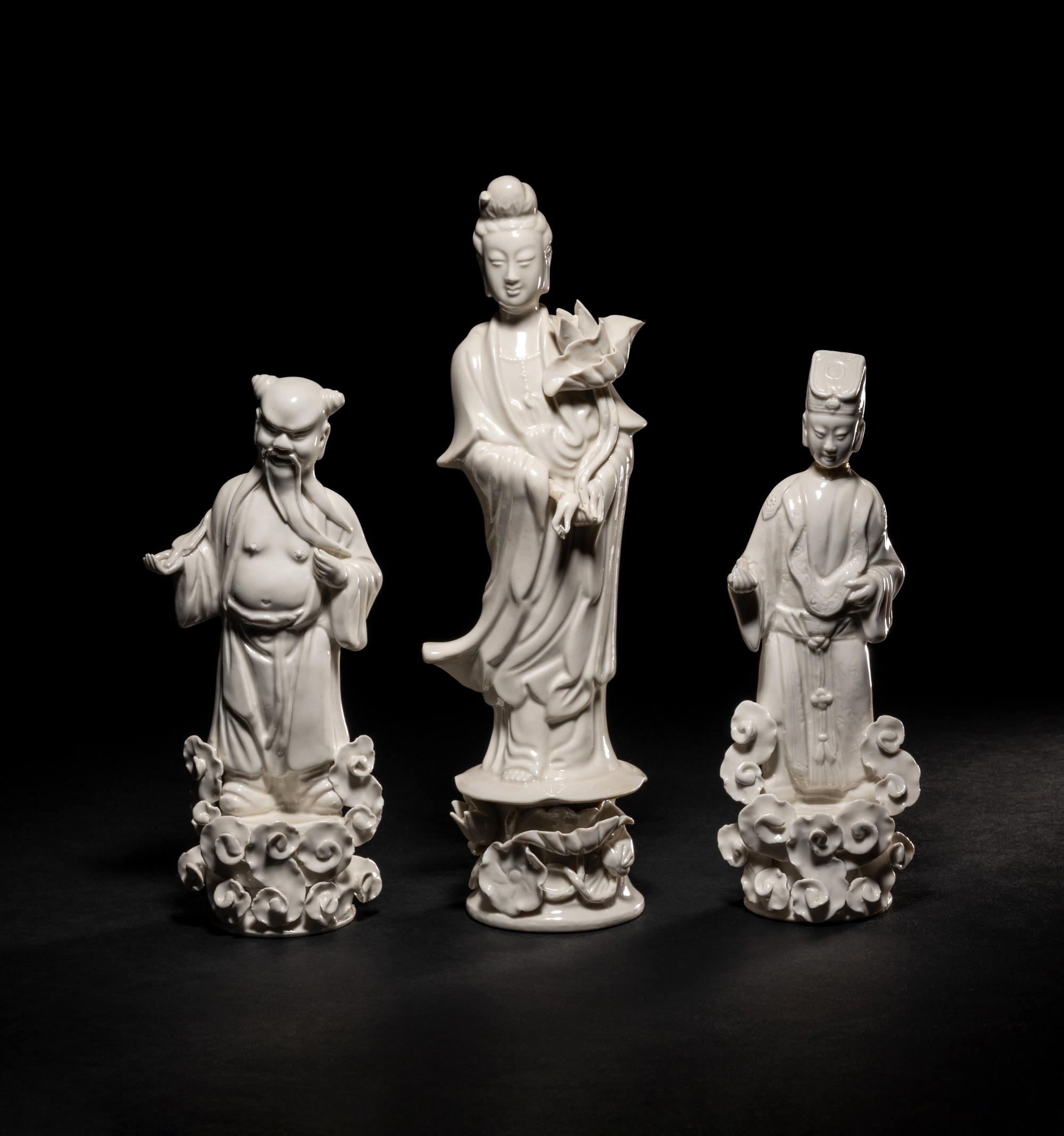 Three Blanc-de-Chine Porcelain Figures