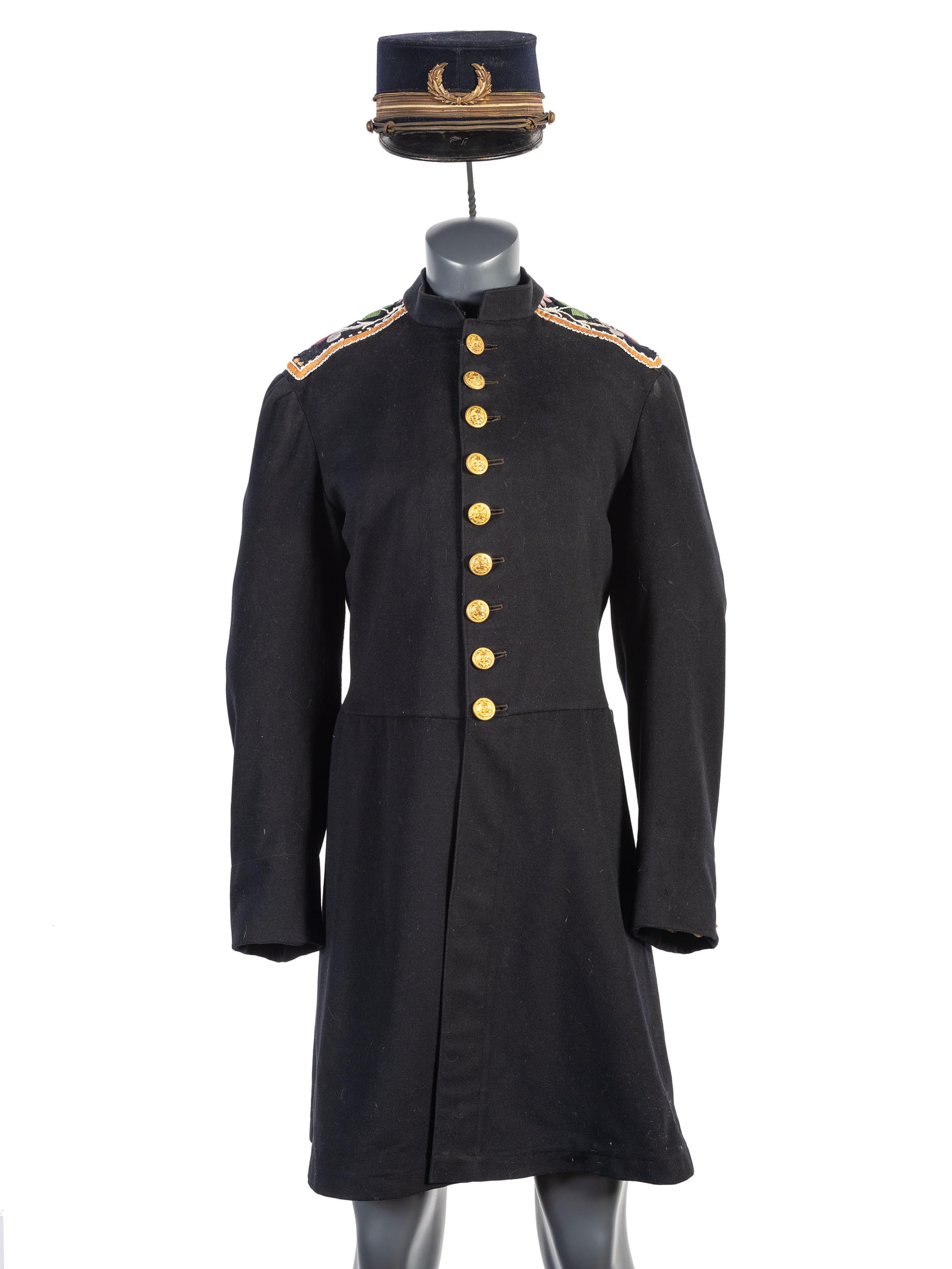 Anishinaabe Beaded Wool Naval Coat with Added Cap