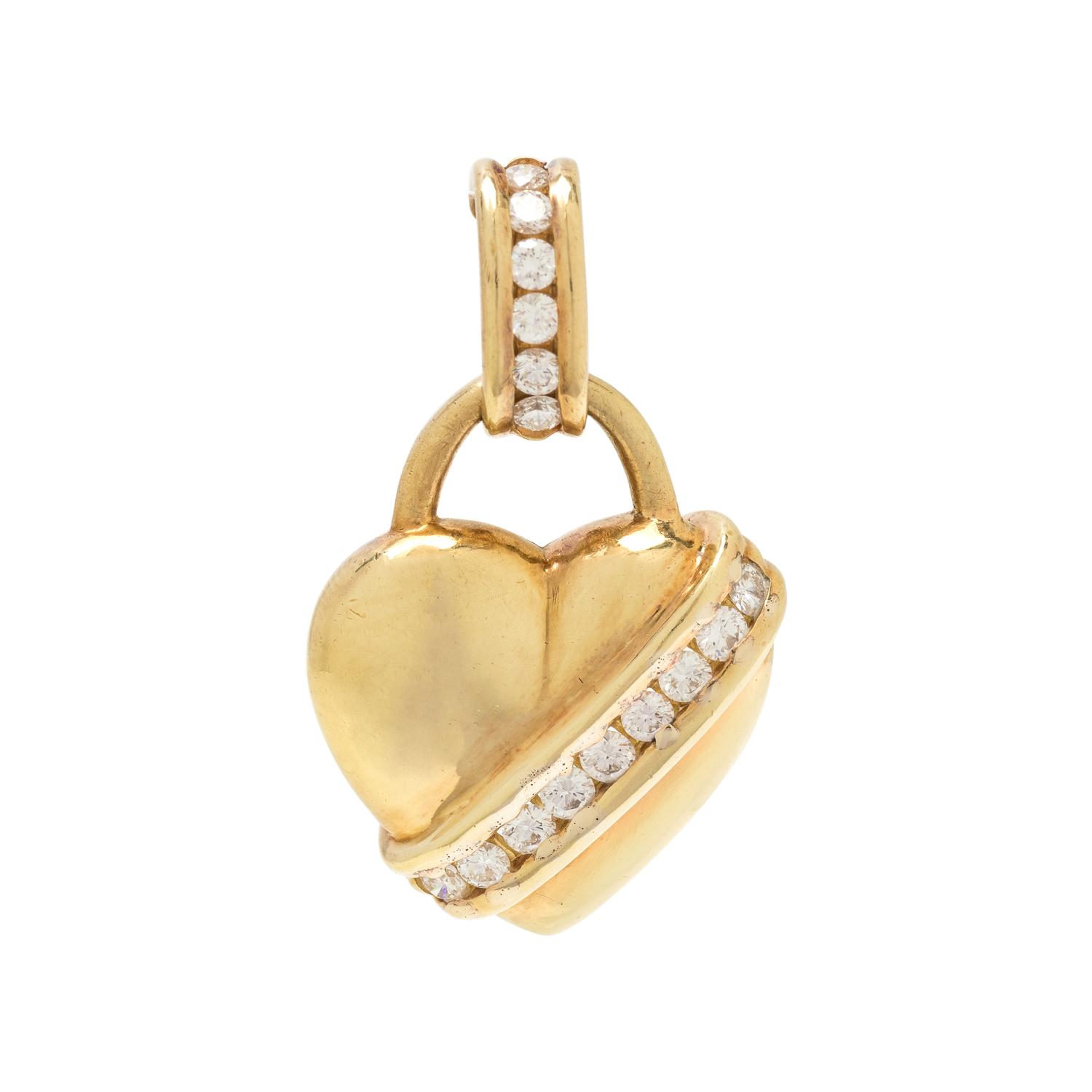 HONORA, YELLOW GOLD AND DIAMOND HEART PENDANT