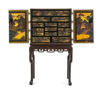 A Chinese Export Lacquer Collector's Cabinet on Stand