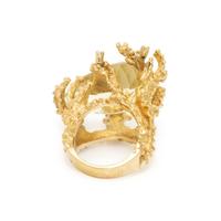 CITRINE, DIAMOND, AND YELLOW GOLD RING