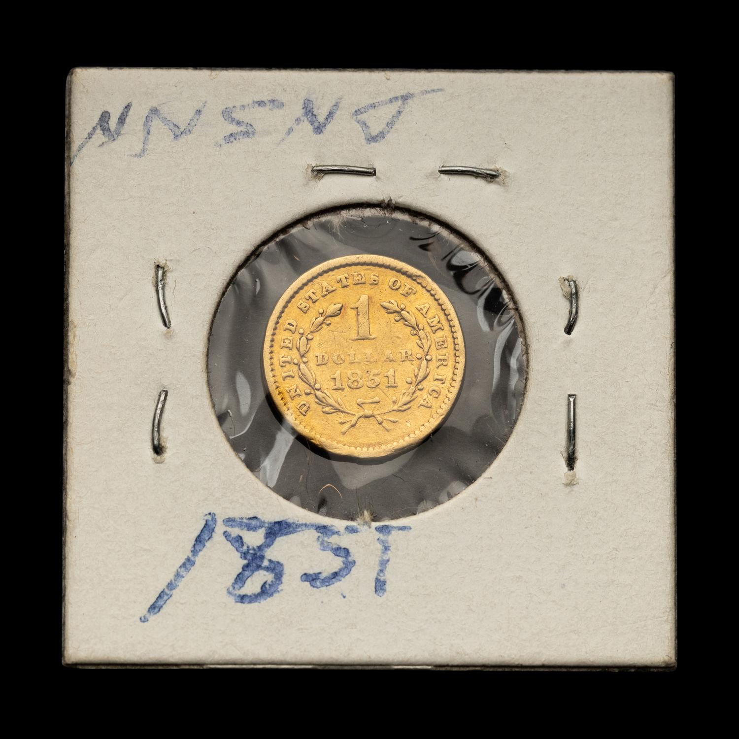 An 1851 Liberty Head $1 Gold Coin