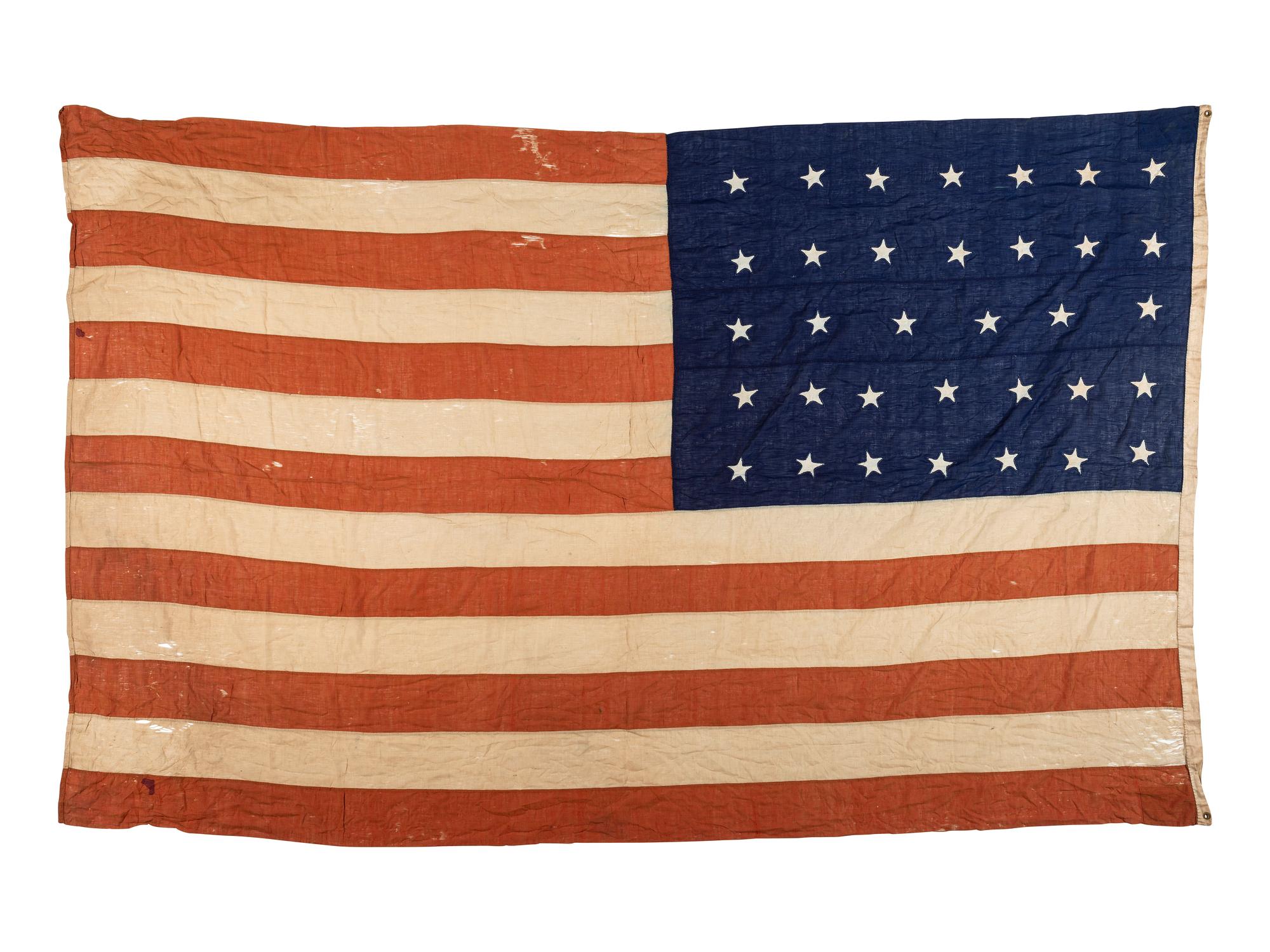 [FLAGS]. Civil War-era 34-star American flag. Ca 1861-1863.