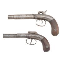 Two Single Shot Percussion Pistols: Bacon Bar Hammer & Stocking