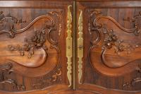 A Louis XV Style Walnut and Rosewood Marble-Top Serving Cabinet