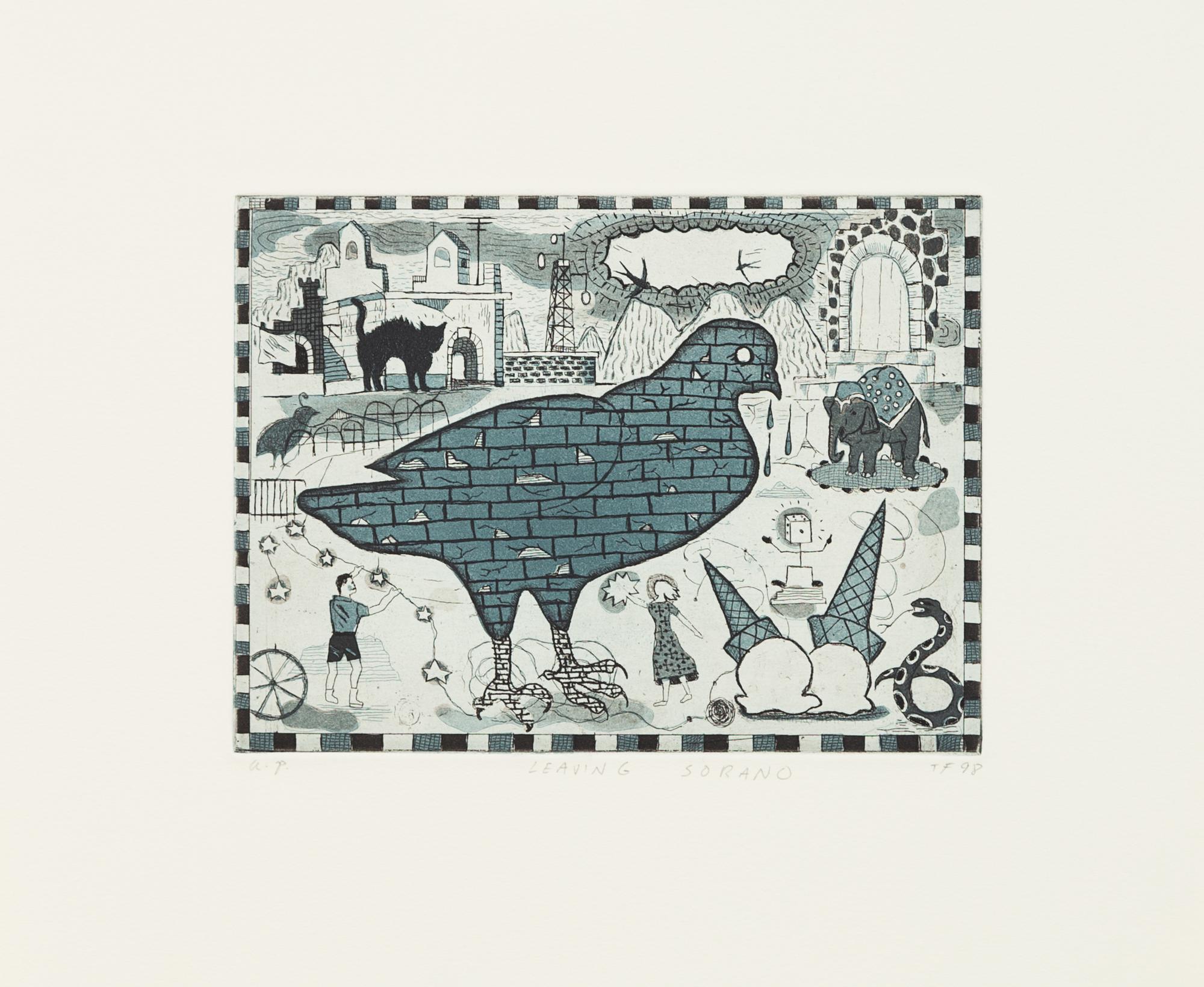 Tony Fitzpatrick, (American, b. 1958), The Songbird, 1995 together with Leaving Sorano, 1998