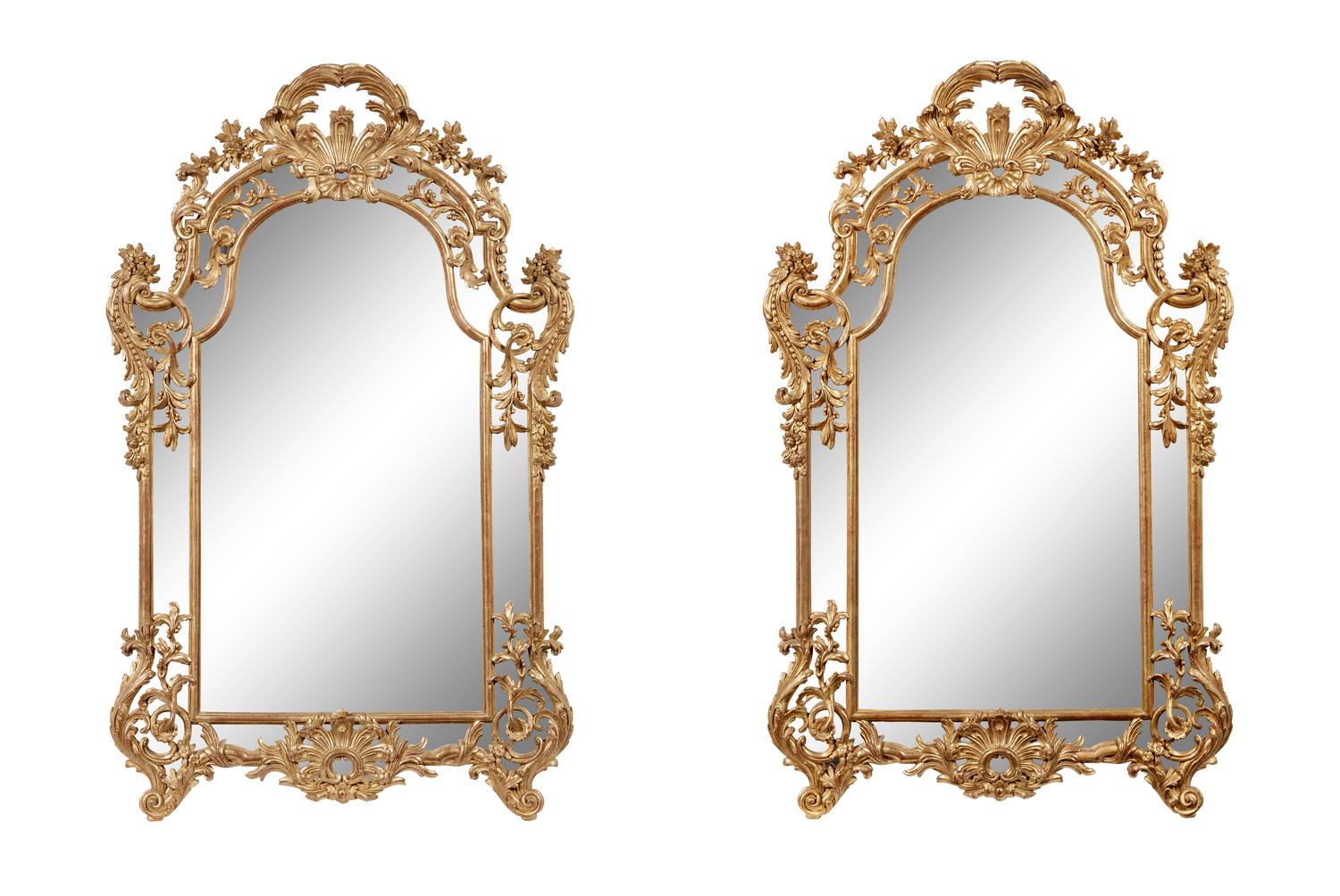 A Pair of Rococo Revival Giltwood Mirrors