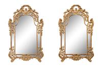 A Pair of Rococo Revival Giltwood Mirrors