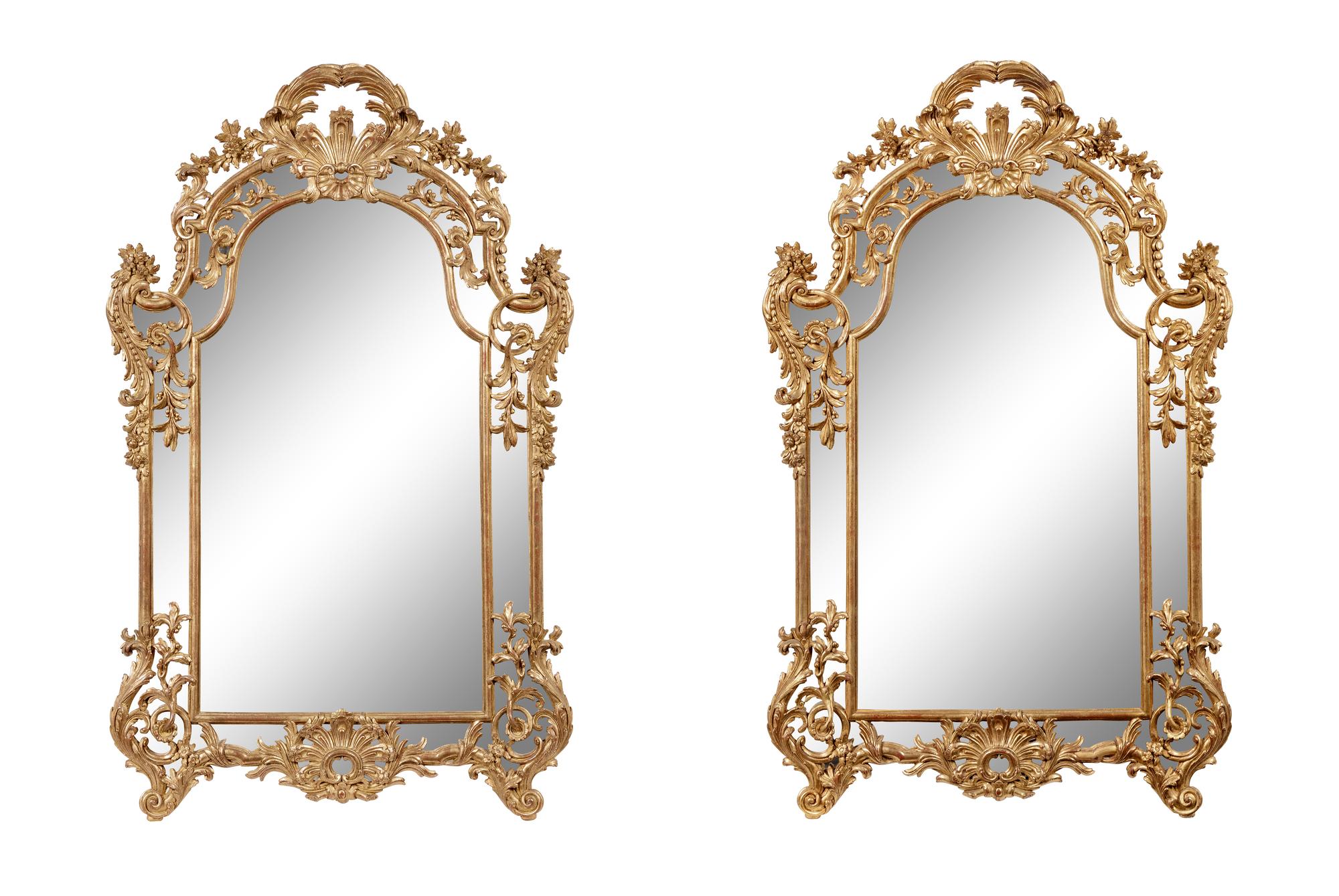 A Pair of Rococo Revival Giltwood Mirrors