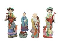 Four Chinese Famille Rose Figures of Immortals