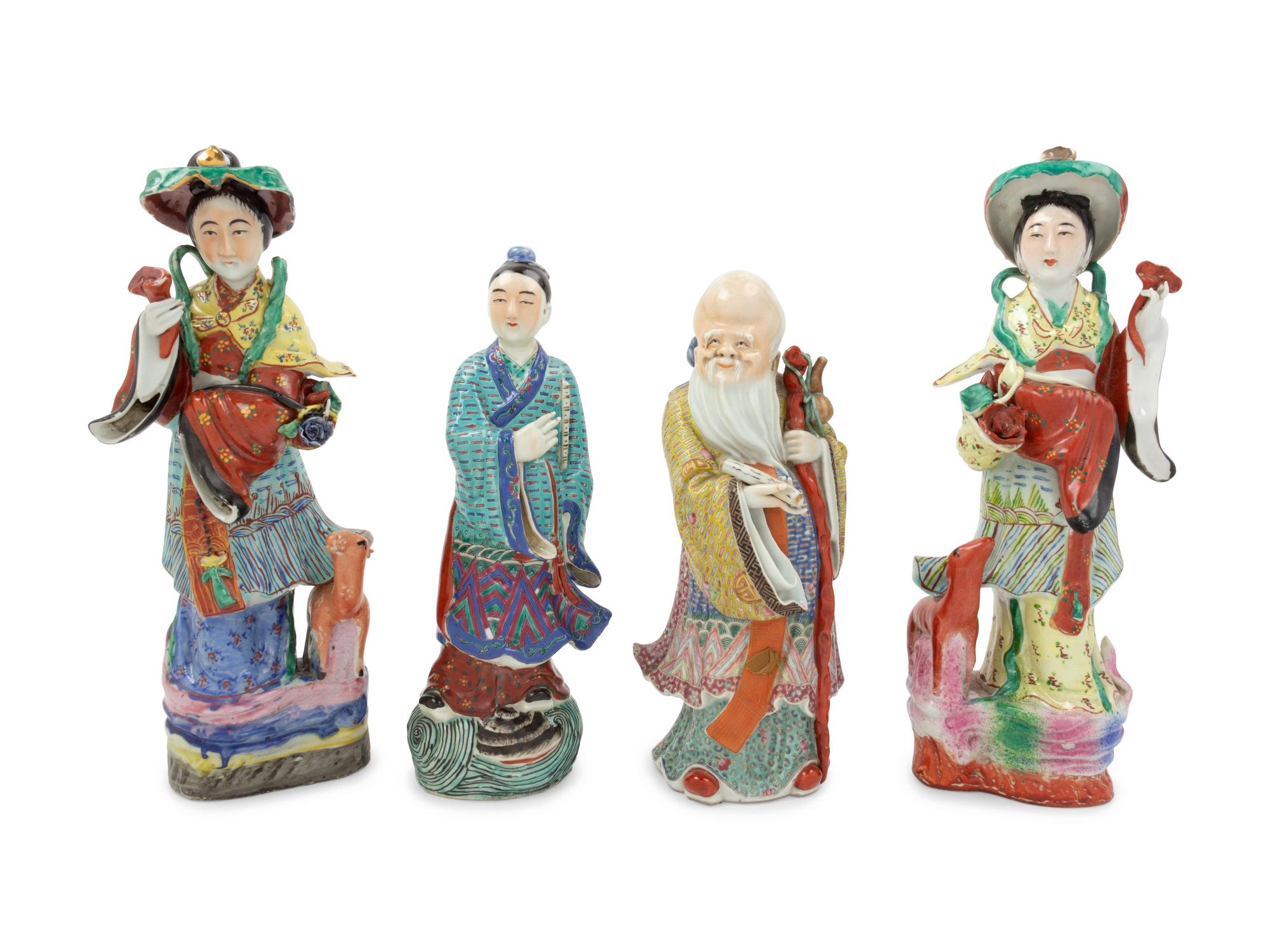 Four Chinese Famille Rose Figures of Immortals