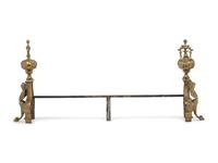 A Pair of Baroque Style Brass Andirons