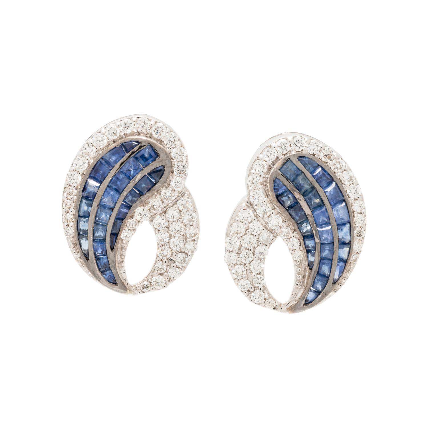 WHITE GOLD, SAPPHIRE AND DIAMOND EARRINGS